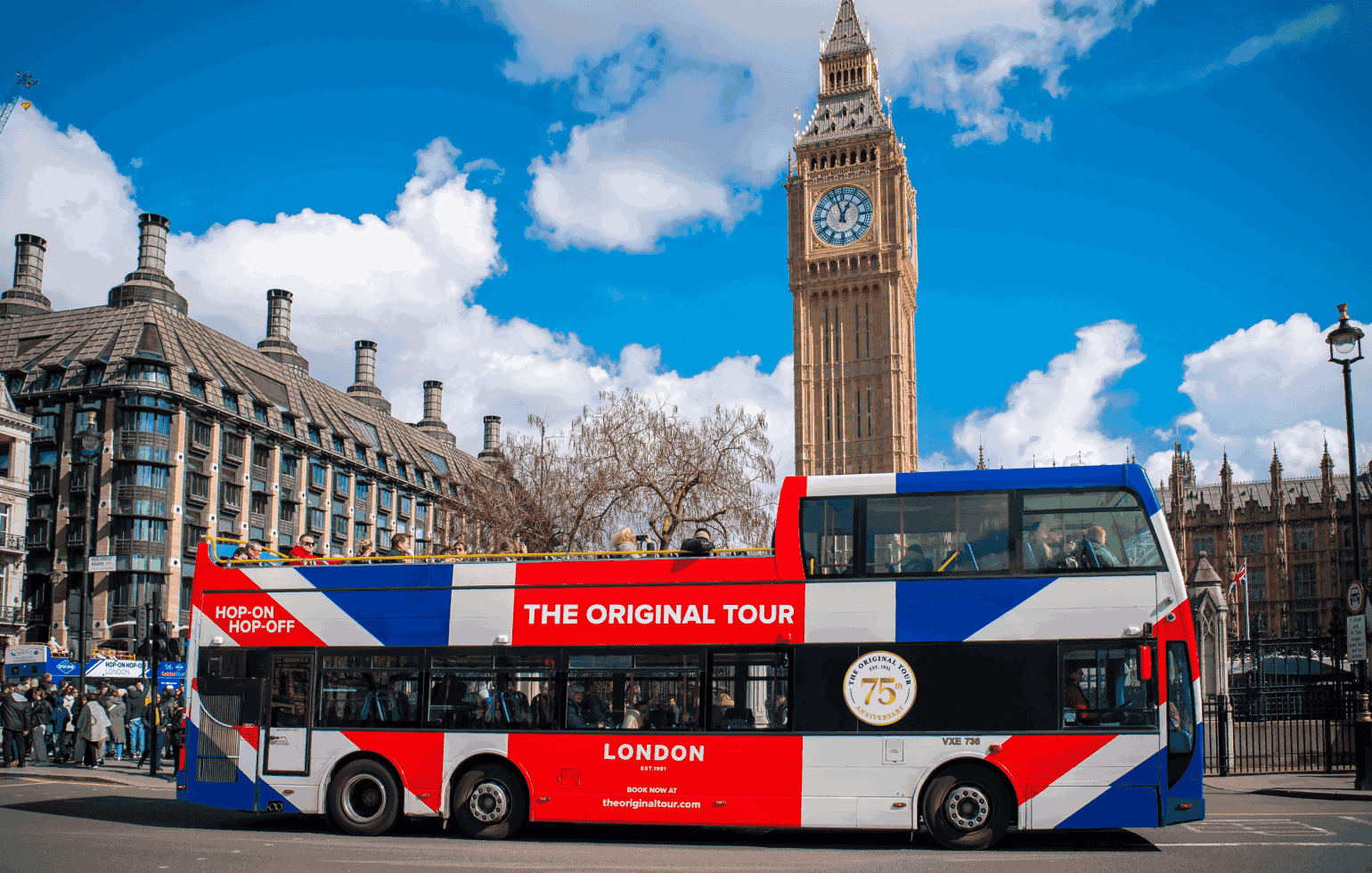 The Original Tour open-top bus with Big Ben in the background