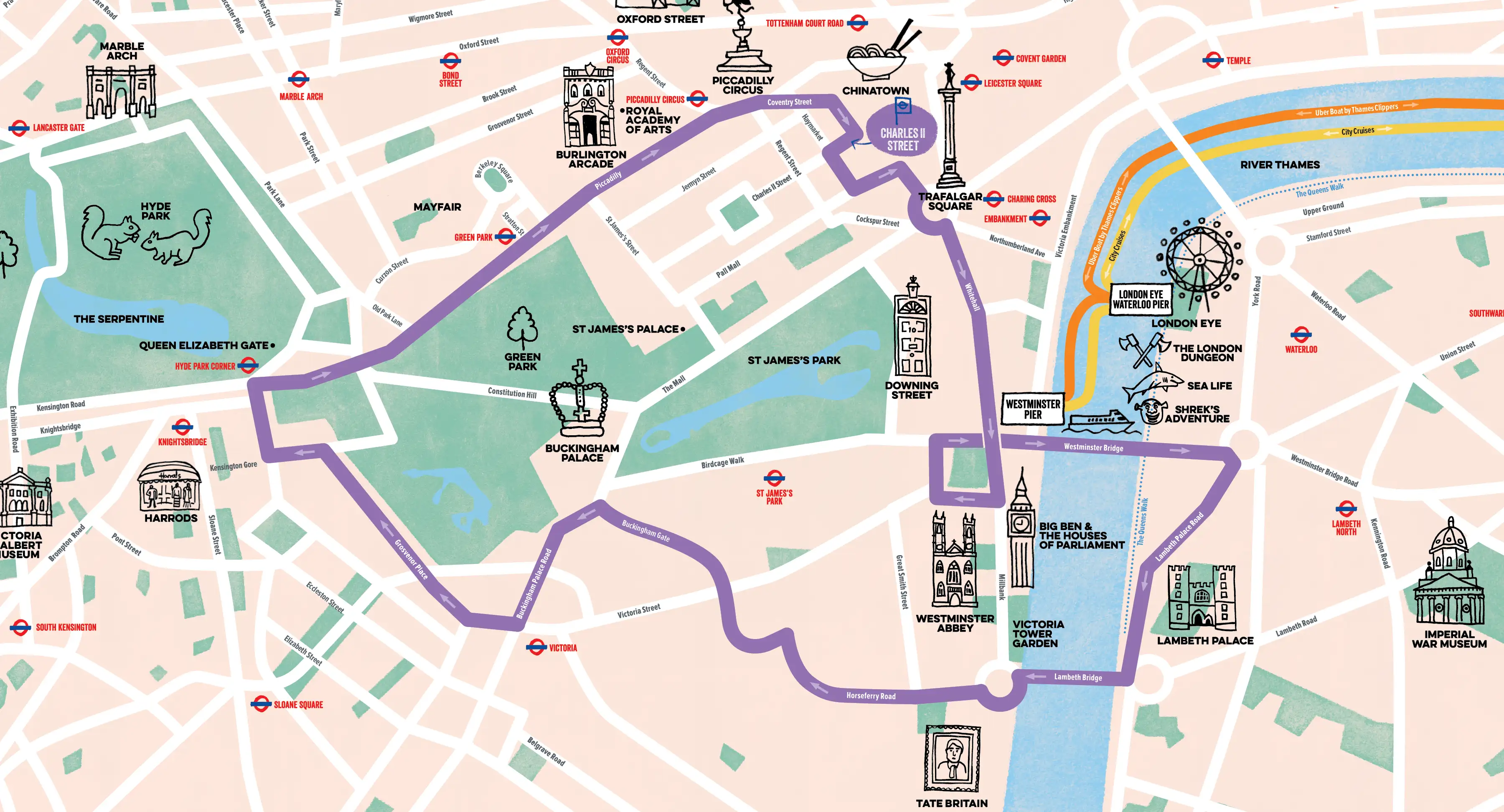 Map of the Kids Tour route