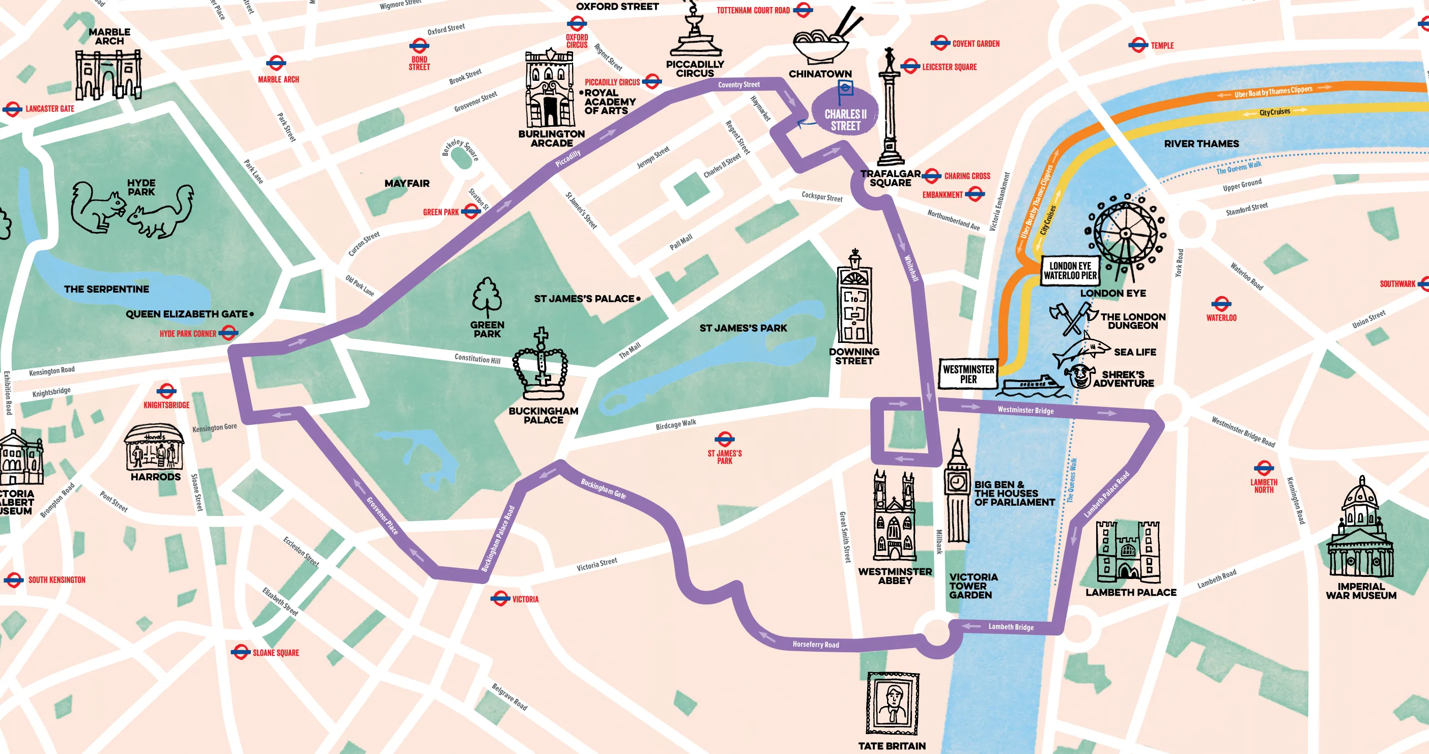 Map of the Kids Tour route