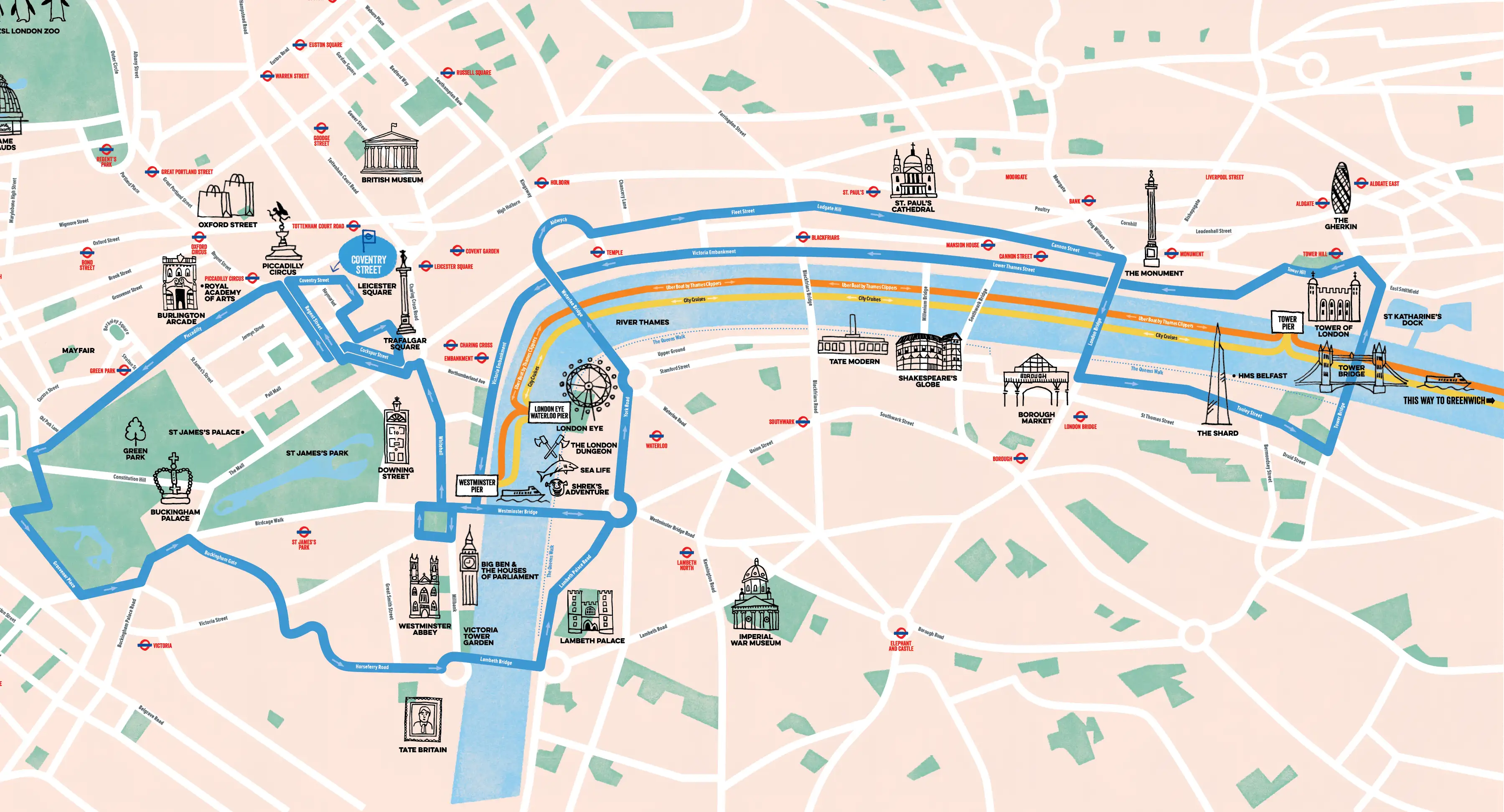 Map of the By Night Tour route
