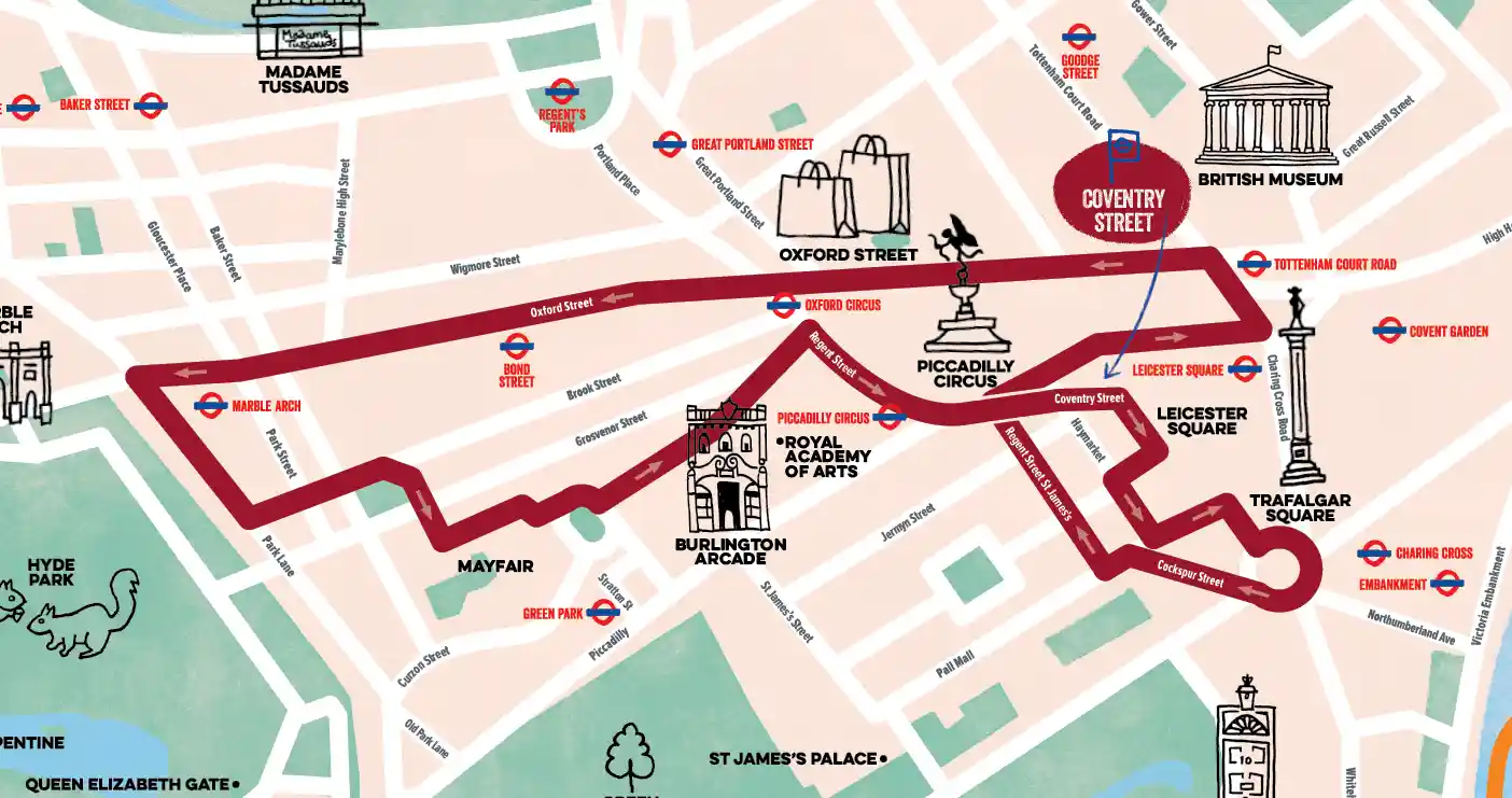 Map of the Christmas Lights Tour route