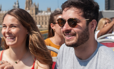 London sightseeing from an open-top bus