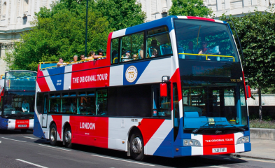 London sightseeing from an open-top bus
